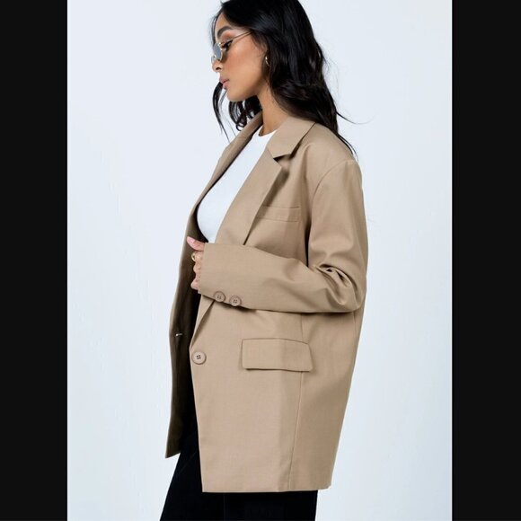 Princess Polly Lioness Welcome to the Jungle Tan Oversized Blazer L - Picture 6 of 14